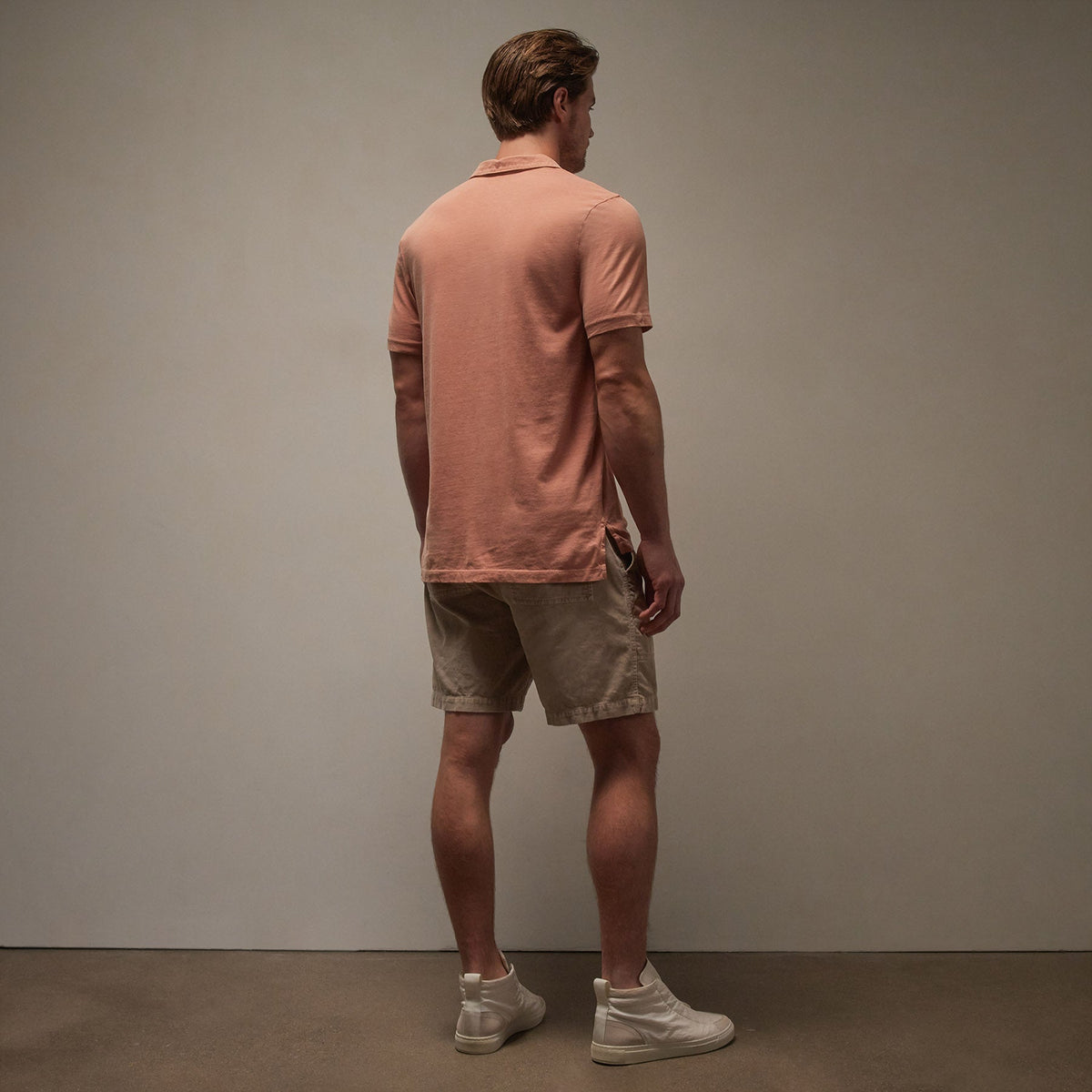 Sueded Jersey Polo in Adobe Pigment | James Perse Los Angeles