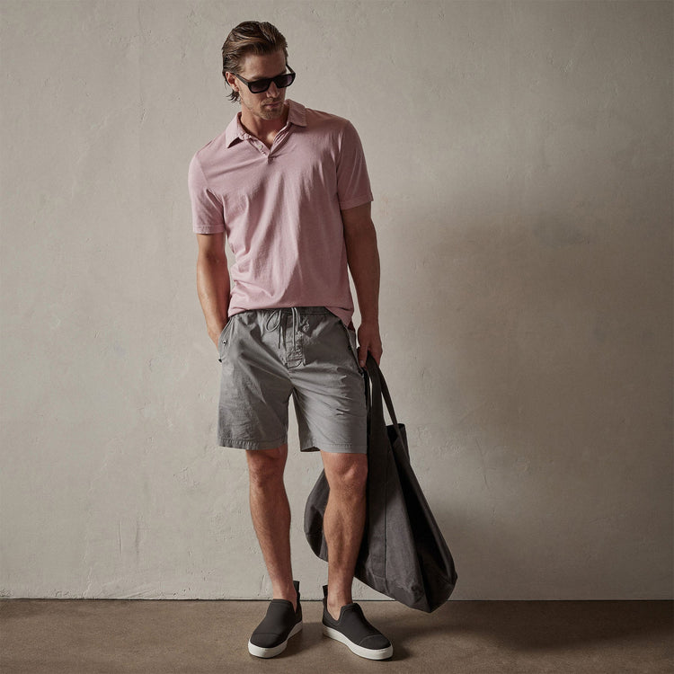 Sueded Jersey Polo in Antique Rose Pigment | James Perse Los Angeles