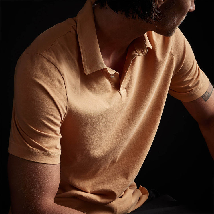 Sueded Jersey Polo in Apricot Pigment | James Perse Los Angeles 
