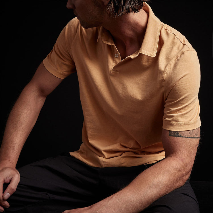 Sueded Jersey Polo in Apricot Pigment | James Perse Los Angeles 