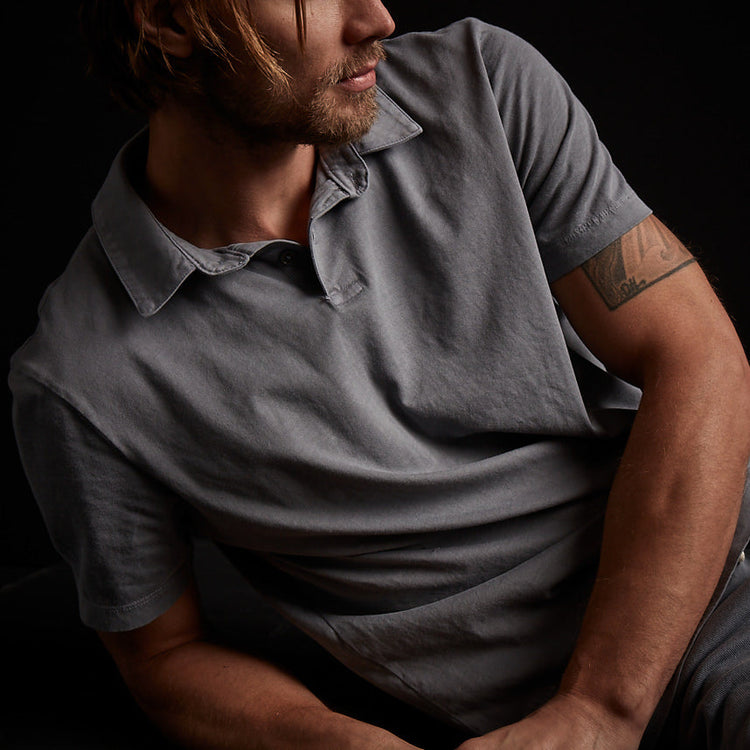 Sueded Jersey Polo - Arsenic Pigment | James Perse Los Angeles