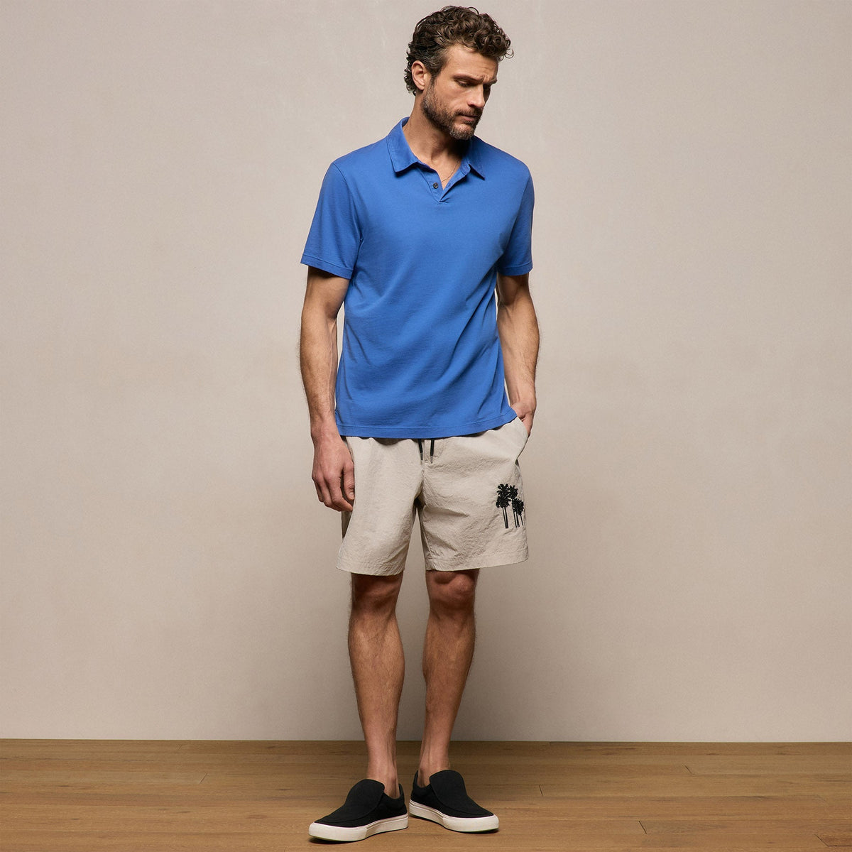 Sueded Jersey Polo in Baltic Blue | James Perse Los Angeles