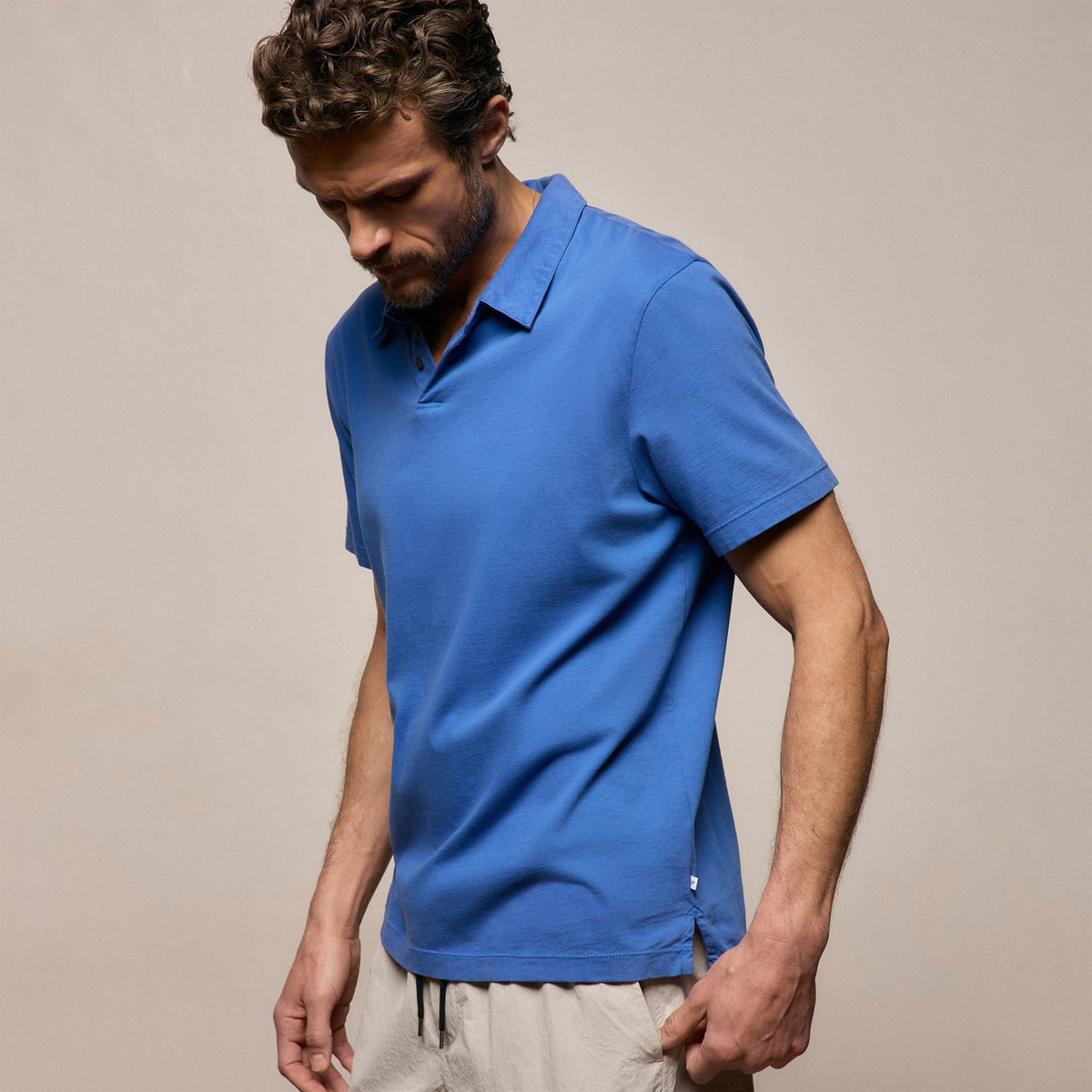 Sueded Jersey Polo in Baltic Blue | James Perse Los Angeles