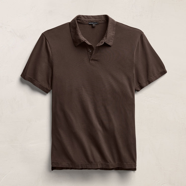Sueded Jersey Polo in Bark Pigment | James Perse Los Angeles