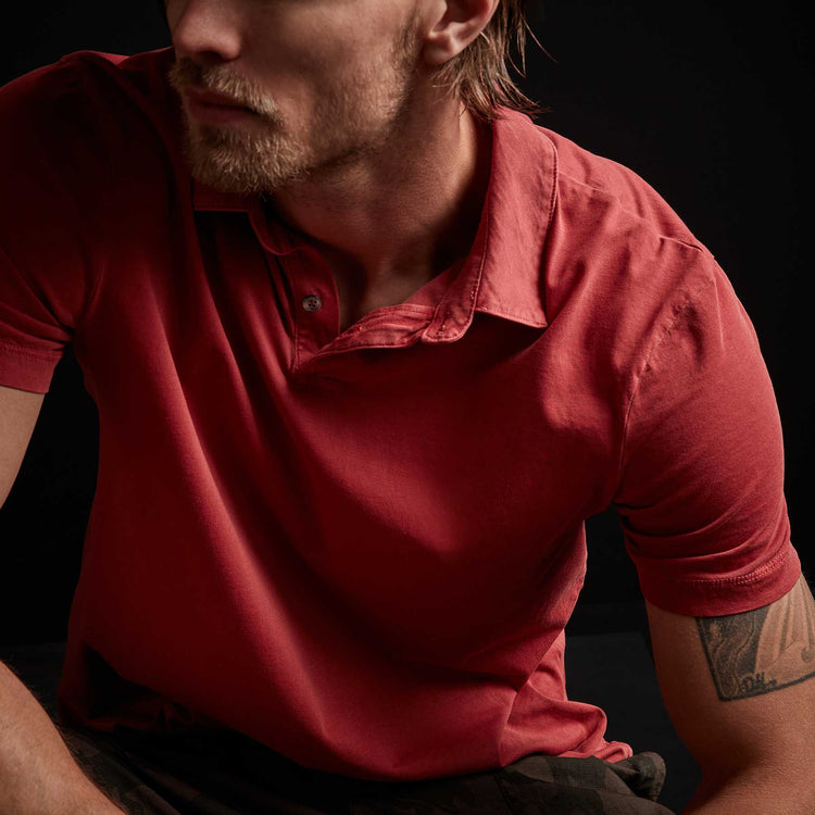 Sueded Jersey Polo in Brick Pigment | James Perse Los Angeles