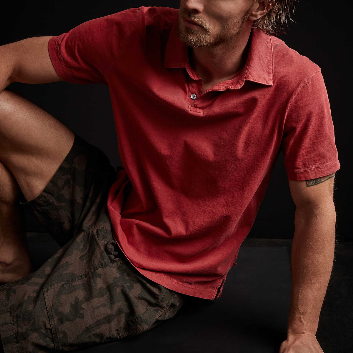 Sueded Jersey Polo in Brick Pigment | James Perse Los Angeles