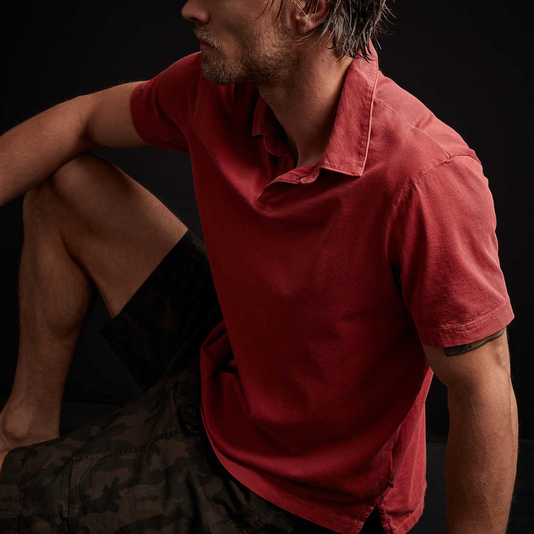 Sueded Jersey Polo in Brick Pigment | James Perse Los Angeles