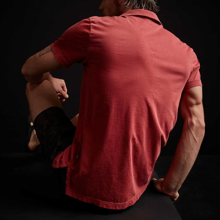 Sueded Jersey Polo in Brick Pigment | James Perse Los Angeles