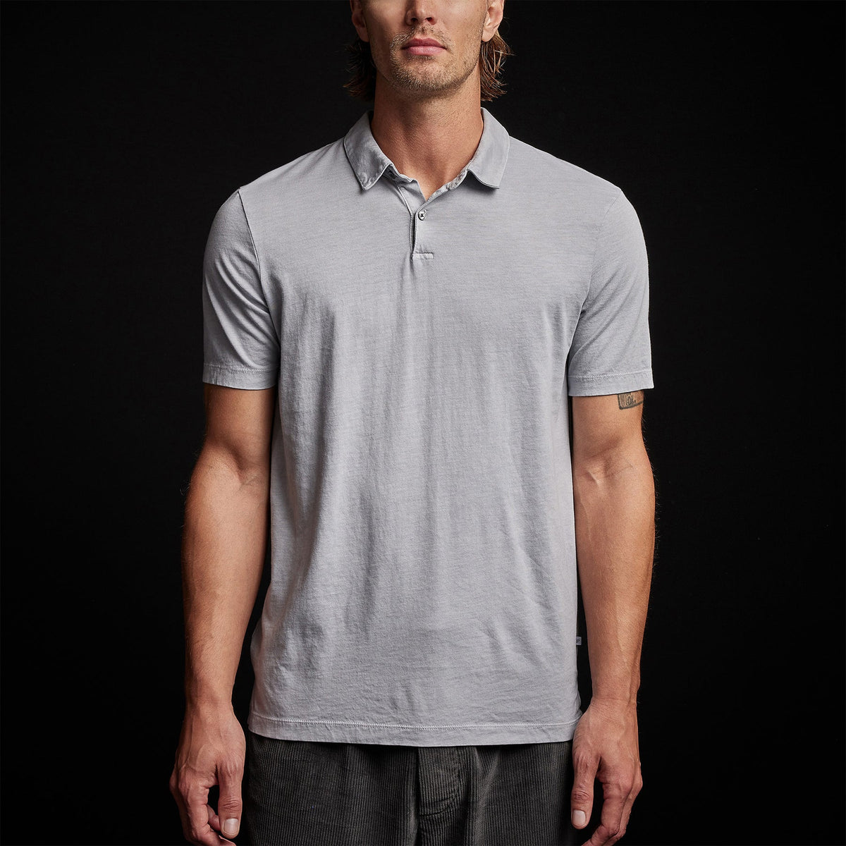 Sueded Jersey Polo in Blue Fog Pigment | James Perse Los Angeles