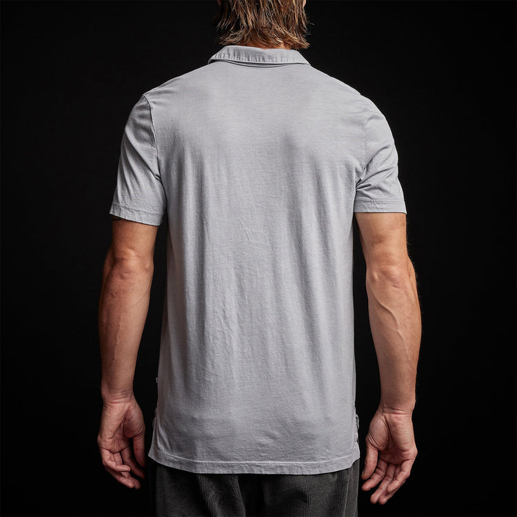 Sueded Jersey Polo in Blue Fog Pigment | James Perse Los Angeles
