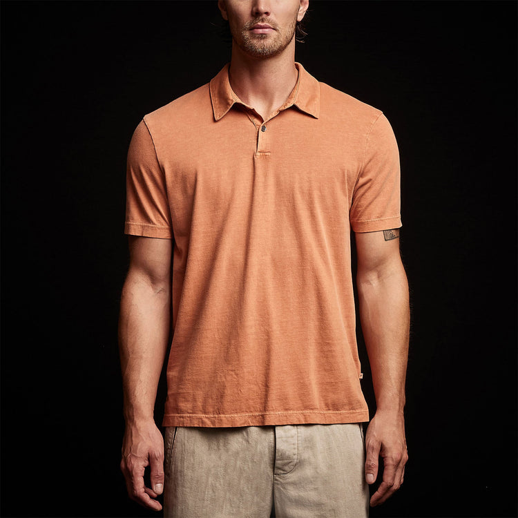 Sueded Jersey Polo in Bonfire Pigment | James Perse Los Angeles