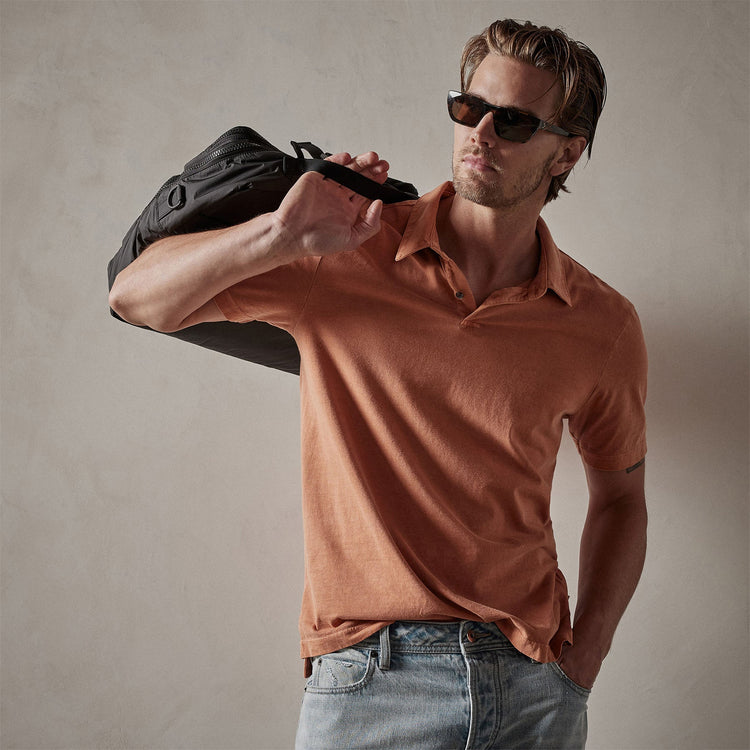 Sueded Jersey Polo in Bonfire Pigment | James Perse Los Angeles