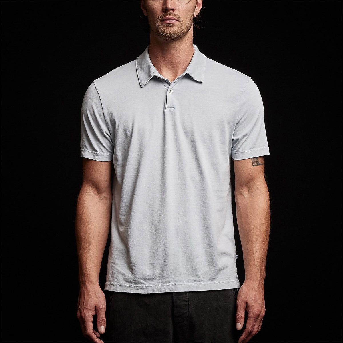 Sueded Jersey Polo in Baby Blue Pigment | James Perse Los Angeles