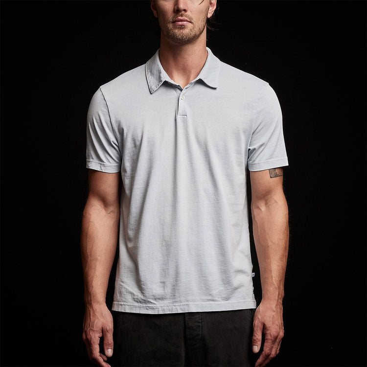 Sueded Jersey Polo in Baby Blue Pigment | James Perse Los Angeles