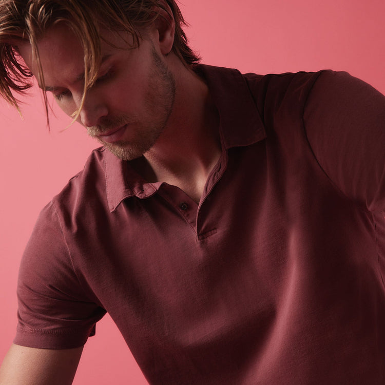 Sueded Jersey Polo in Claret Pigment | James Perse Los Angeles