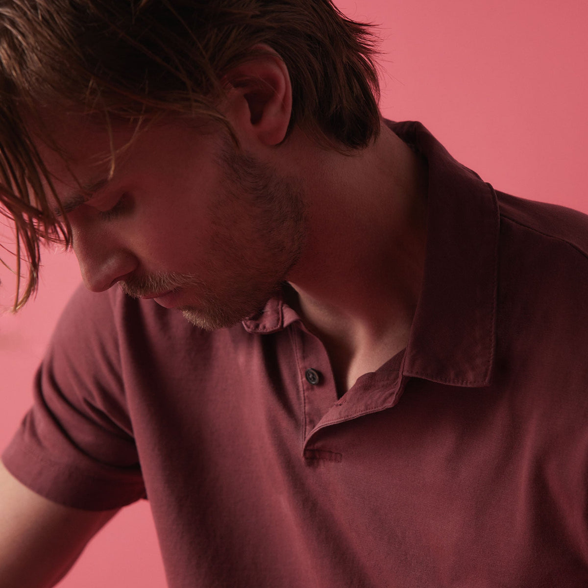 Sueded Jersey Polo in Claret Pigment | James Perse Los Angeles