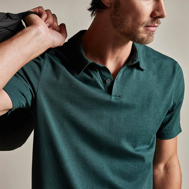Sueded Jersey Polo in Canopy Pigment | James Perse Los Angeles
