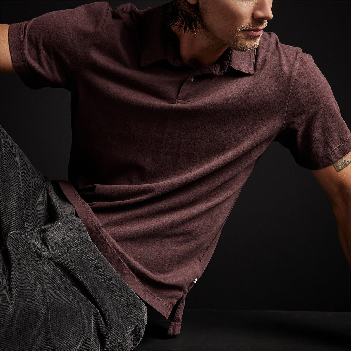 Sueded Jersey Polo in Dahlia | James Perse Los Angeles