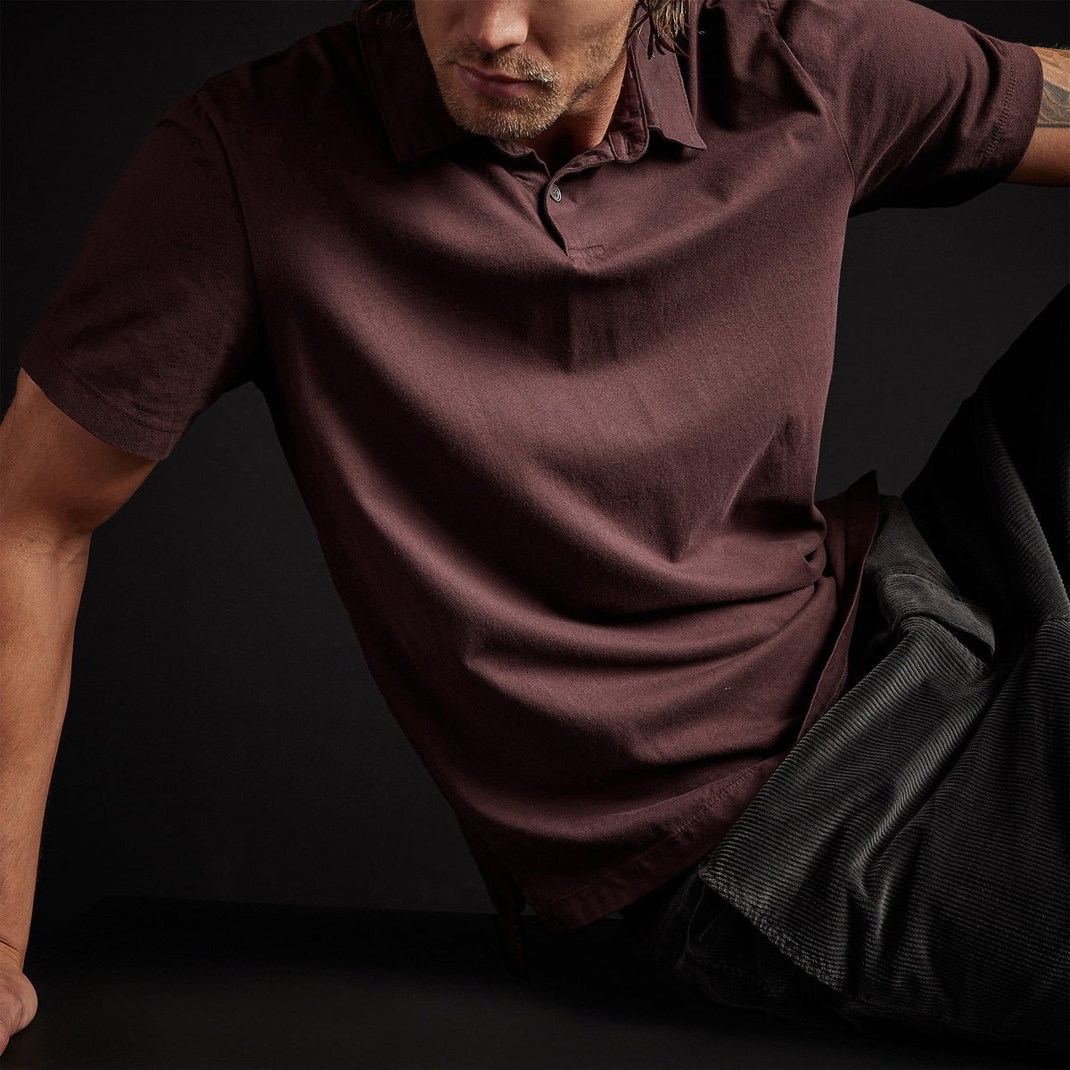 Sueded Jersey Polo in Dahlia | James Perse Los Angeles
