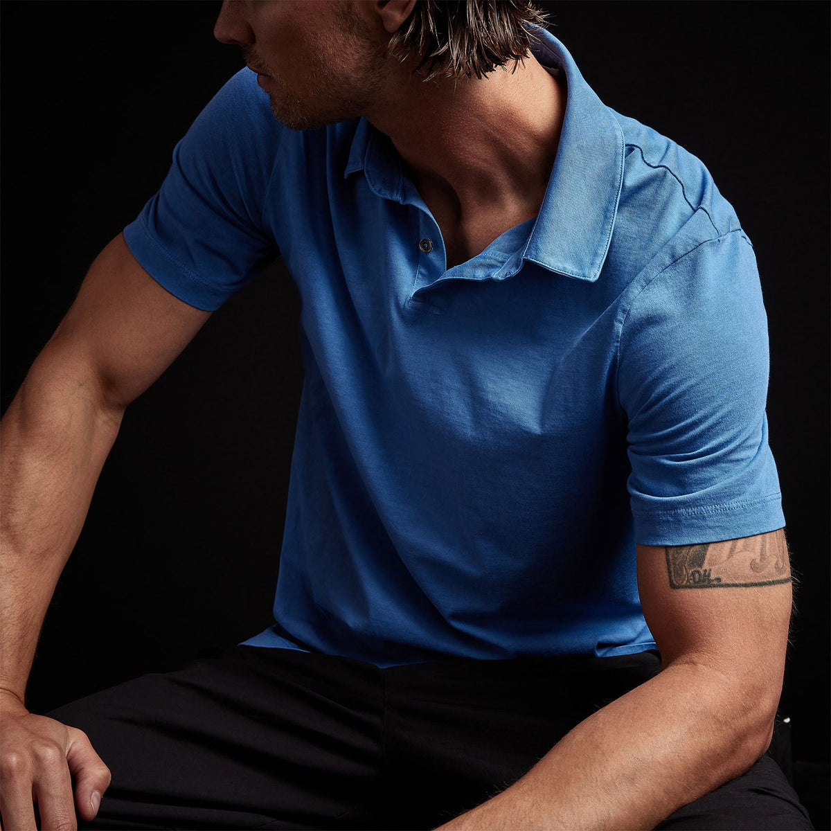 Sueded Jersey Polo in Electric Blue Pigment | James Perse Los Angeles 