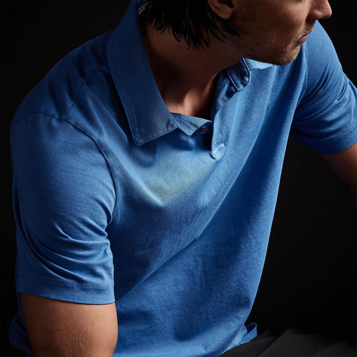 Sueded Jersey Polo in Electric Blue Pigment | James Perse Los Angeles 