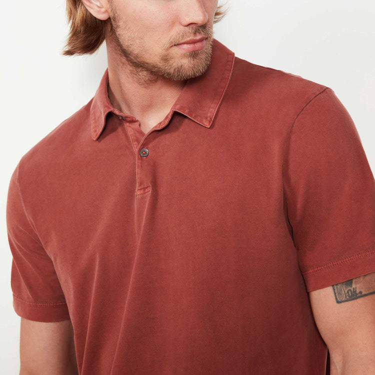 Sueded Jersey Polo In Ember Pigment | James Perse Los Angeles