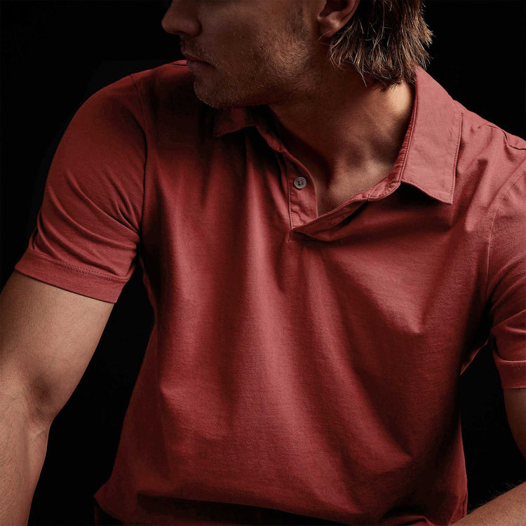 Sueded Jersey Polo in Fire Brick Pigment | James Perse Los Angeles