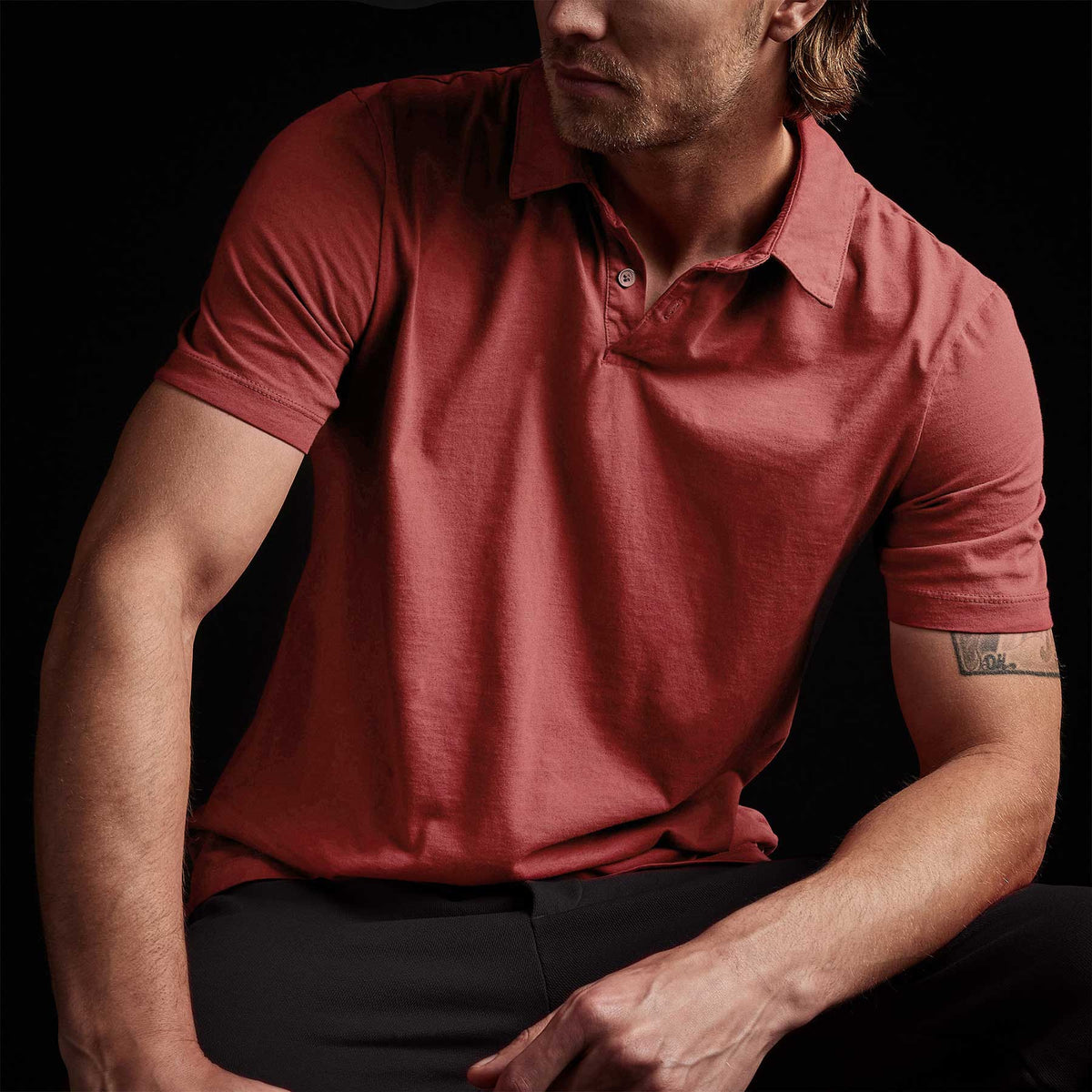 Sueded Jersey Polo in Fire Brick Pigment | James Perse Los Angeles