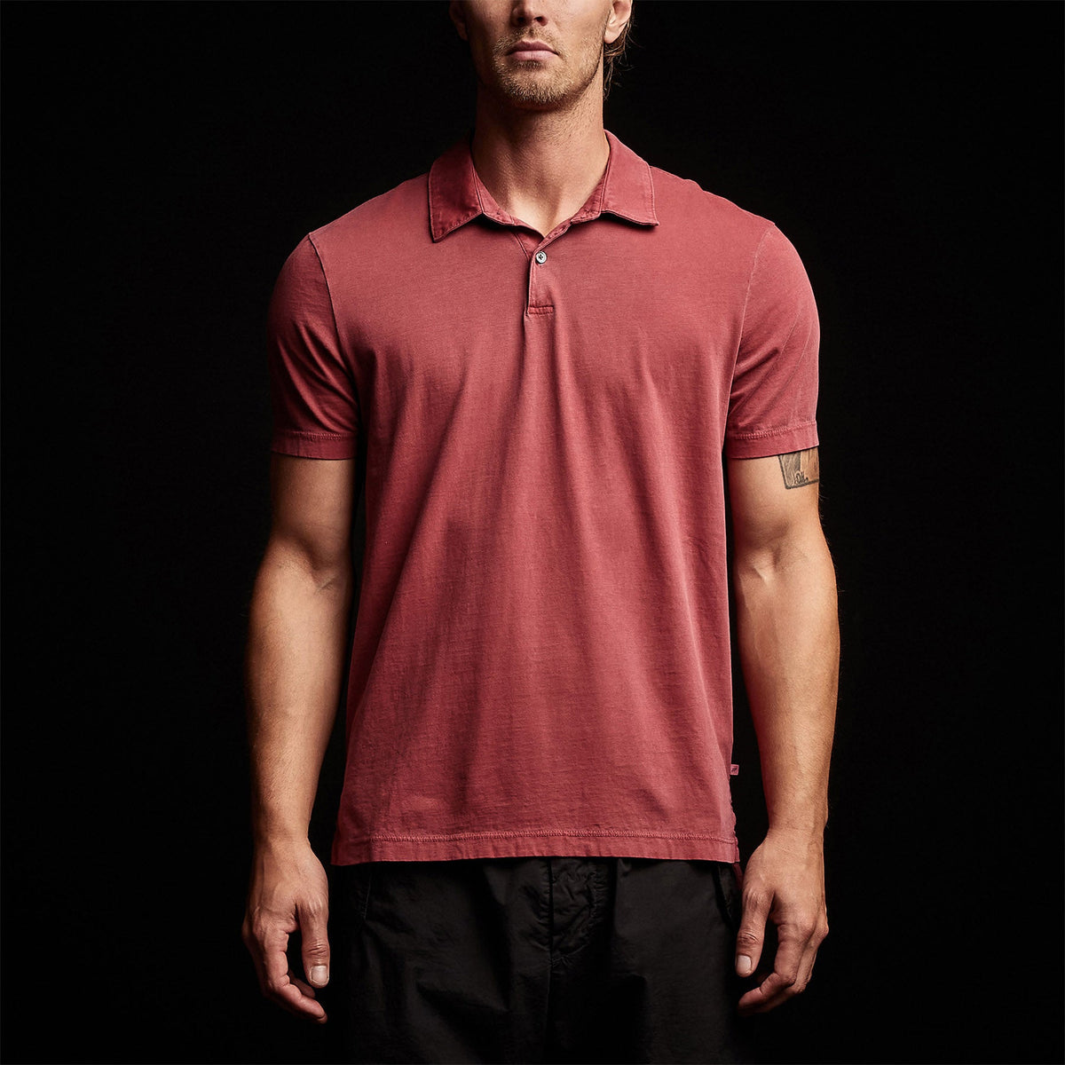 Sueded Jersey Polo in Fire Brick Pigment | James Perse Los Angeles