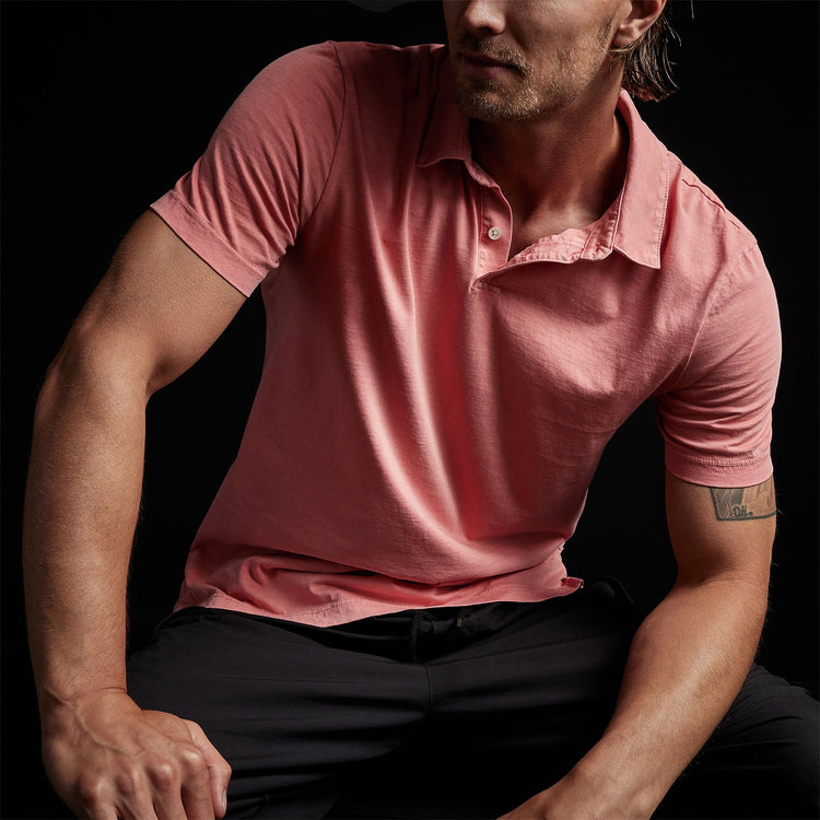 Sueded Jersey Polo in Flamingo Pigment | James Perse Los Angeles