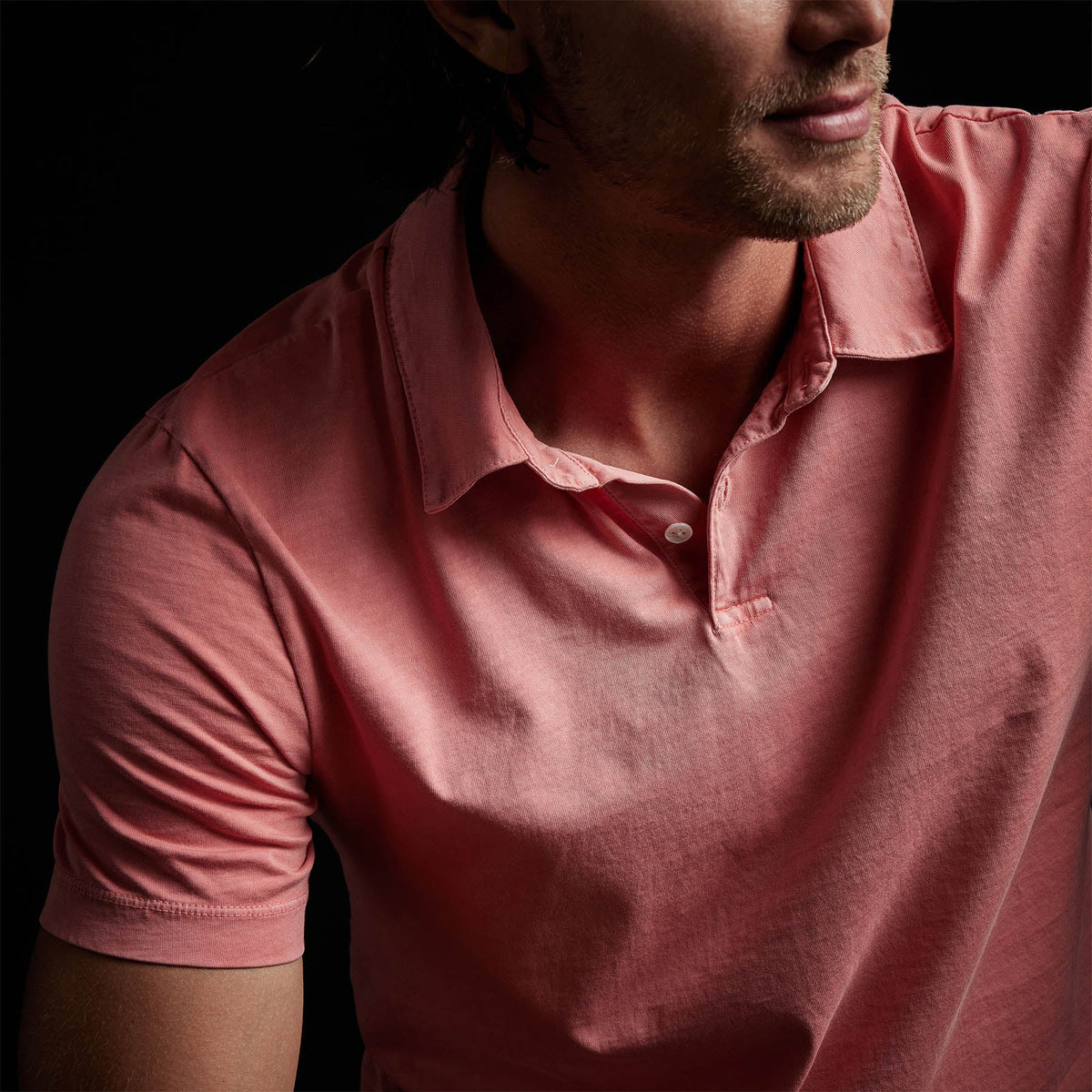 Sueded Jersey Polo in Flamingo Pigment | James Perse Los Angeles