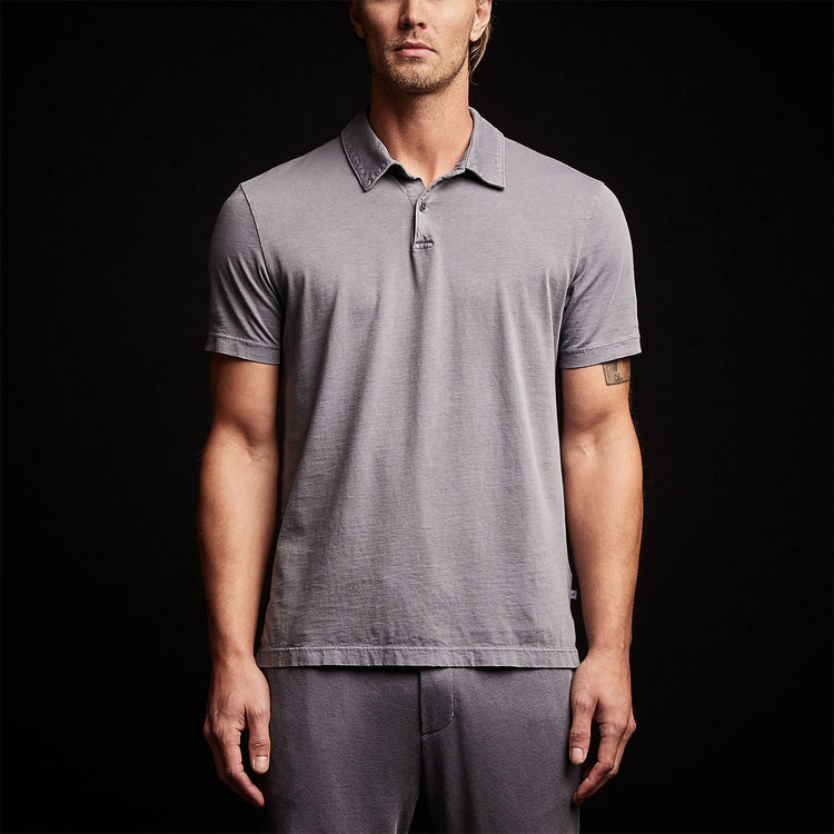 Sueded Jersey Polo in Flannel Pigment | James Perse Los Angeles
