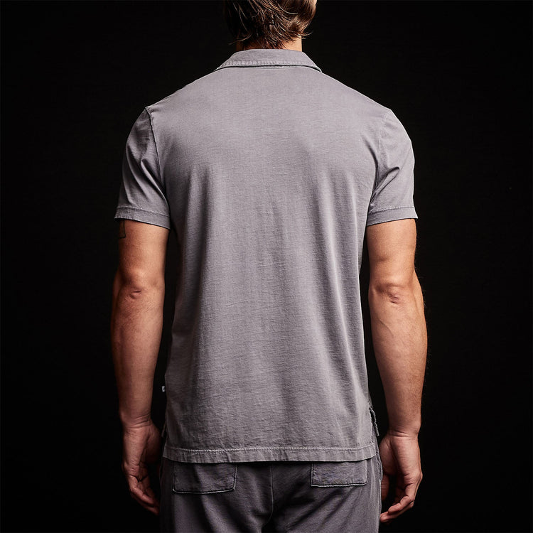 Sueded Jersey Polo in Flannel Pigment | James Perse Los Angeles