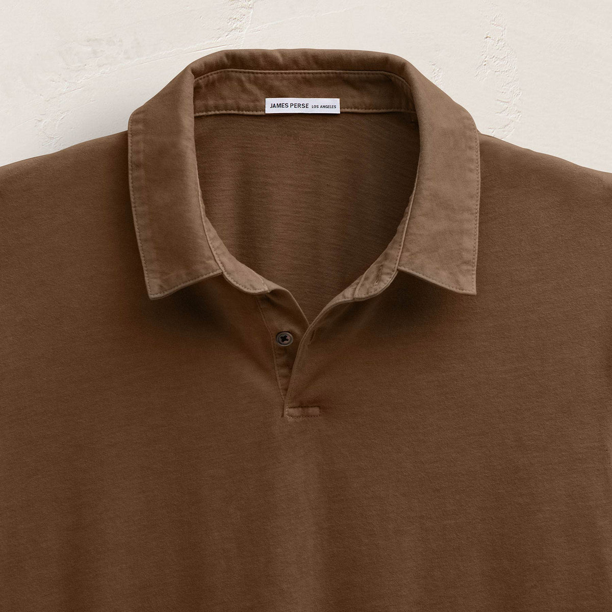 Sueded Jersey Polo in Gingerbread Pigment | James Perse Los Angeles FLAT