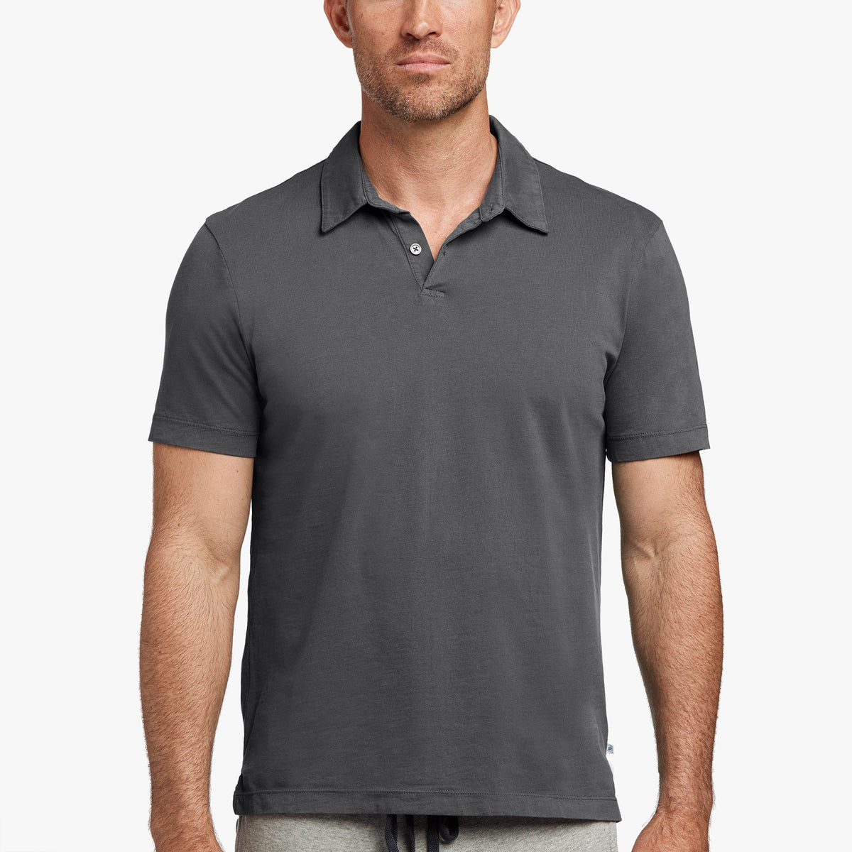 Sueded Jersey Polo in Gravel Pigment | James Perse Los Angeles