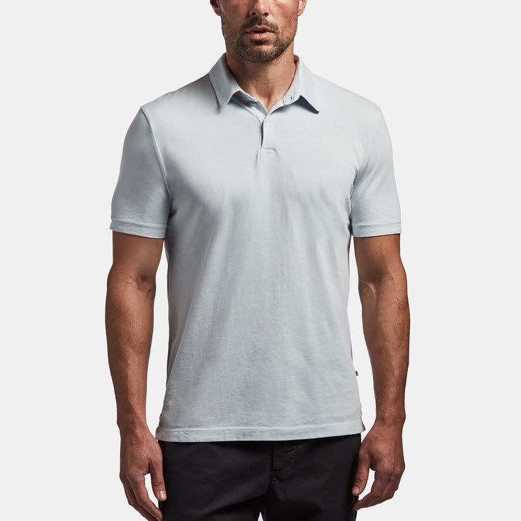Sueded Jersey Polo in Ice Blue Pigment | James Perse Los Angeles