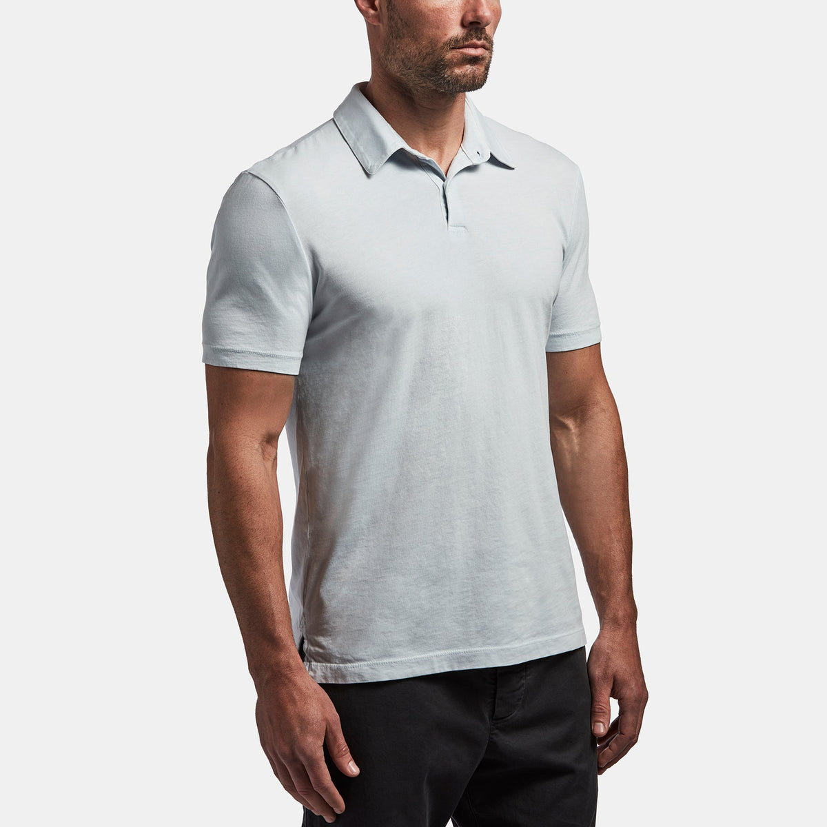 Sueded Jersey Polo In Ice Blue Pigment | James Perse Los Angeles
