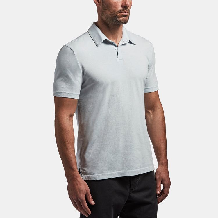 Sueded Jersey Polo In Ice Blue Pigment | James Perse Los Angeles