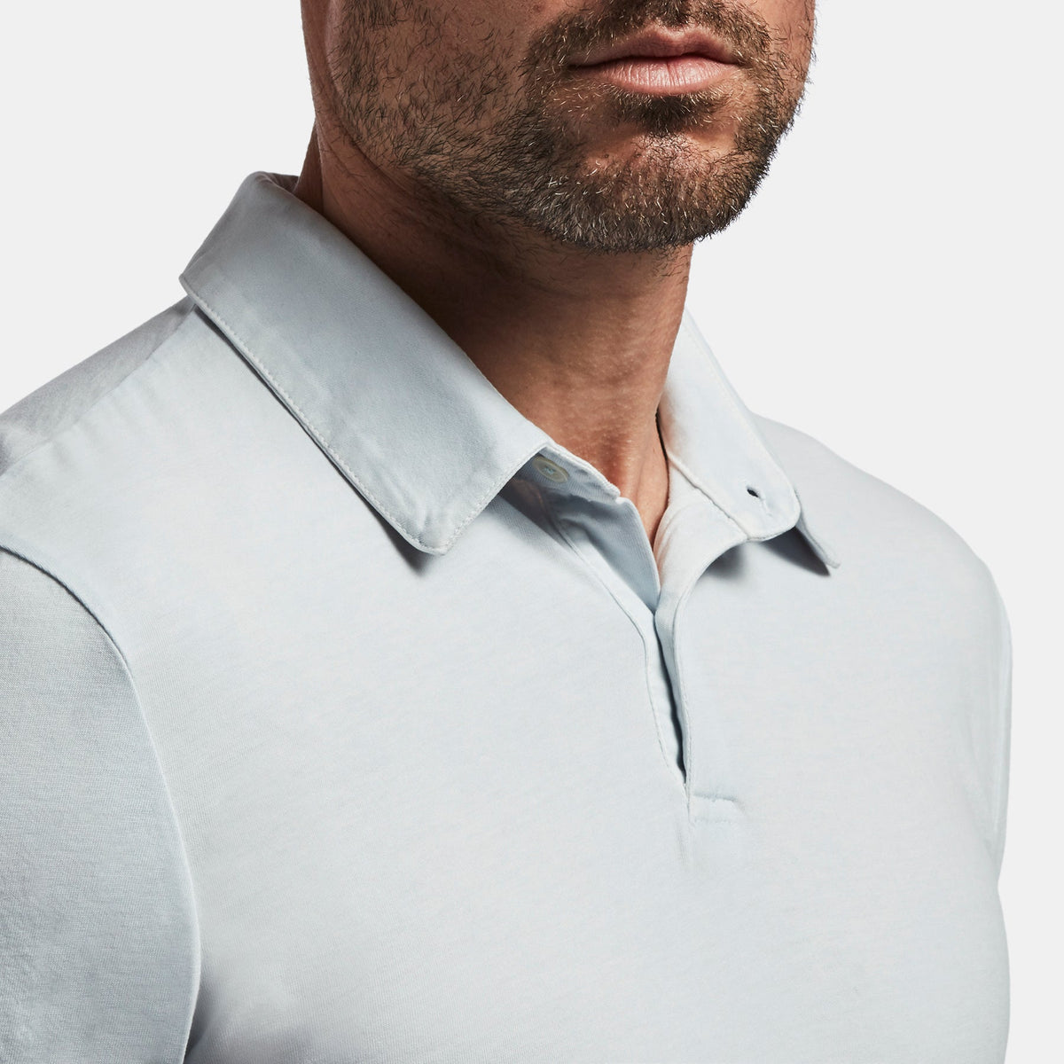Sueded Jersey Polo In Ice Blue Pigment | James Perse Los Angeles
