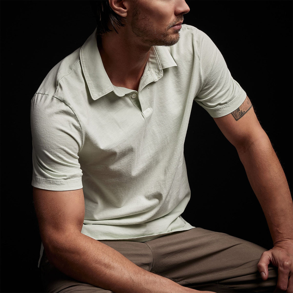 Sueded Jersey Polo in Ice Mint Pigment | James Perse Los Angeles