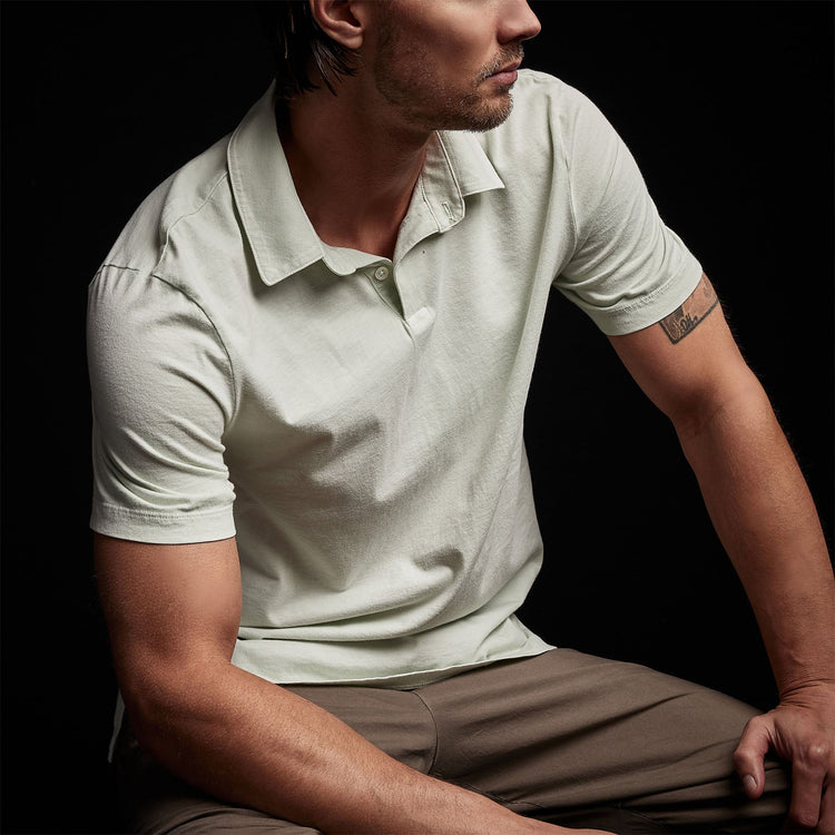 Sueded Jersey Polo in Ice Mint Pigment | James Perse Los Angeles