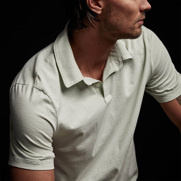 Sueded Jersey Polo in Ice Mint Pigment | James Perse Los Angeles