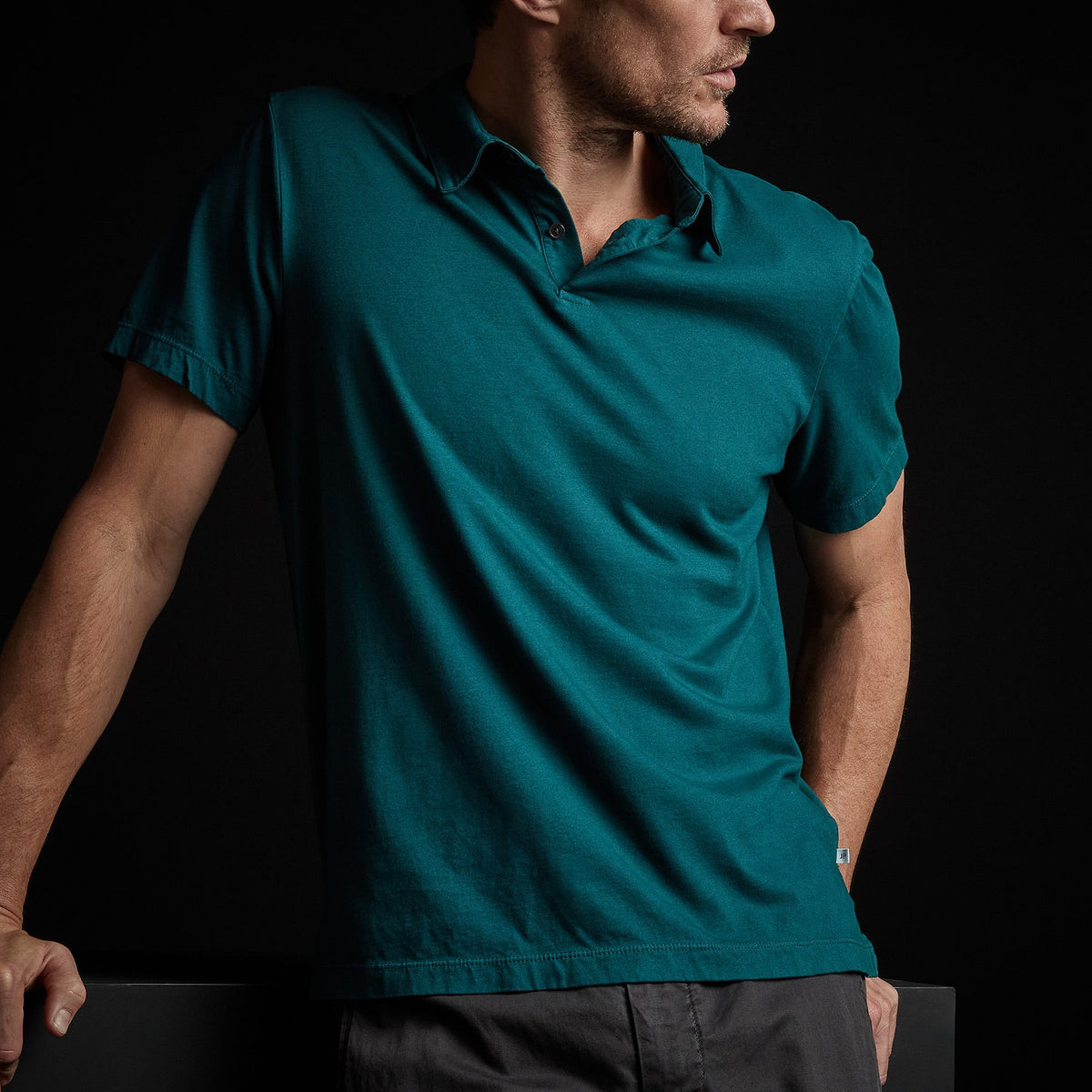 Sueded Jersey Polo in Jewel | James Perse Los Angeles