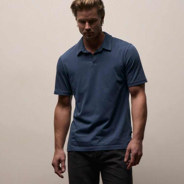 Sueded Jersey Polo in Lake Pigment | James Perse Los Angeles