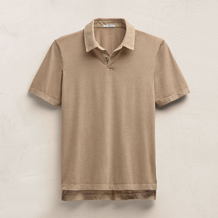 Sueded Jersey Polo in Light Khaki Pigment | James Perse Los Angeles