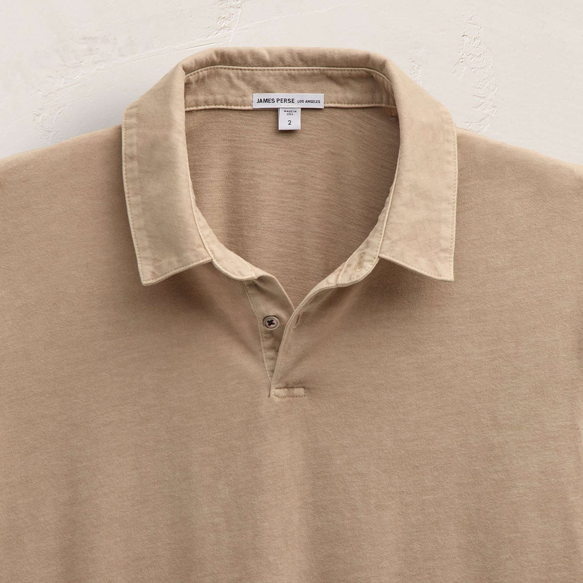 Sueded Jersey Polo in Light Khaki Pigment | James Perse Los Angeles
