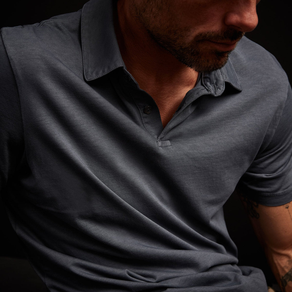 Sueded Jersey Polo in Maine Pigment | James Perse Los Angeles