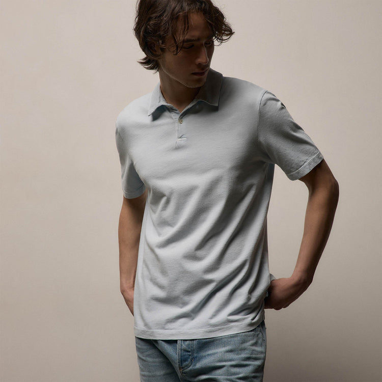 Sueded Jersey Polo in Memory Pigment | James Perse Los Angeles