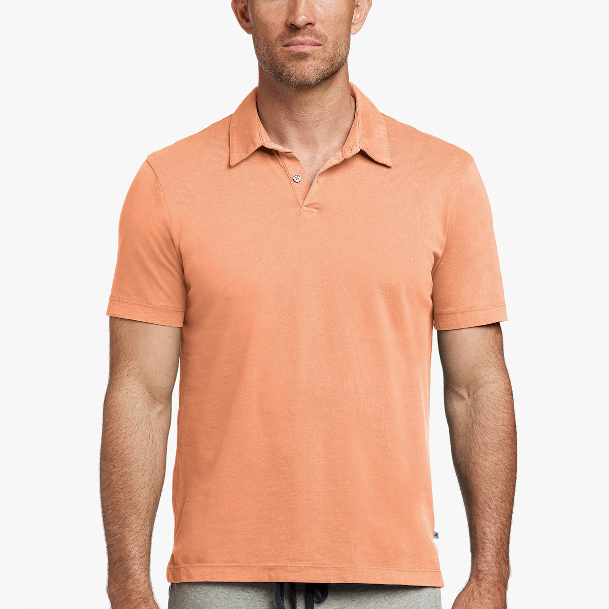 Sueded Jersey Polo in Mandarin Pigment | James Perse Los Angeles