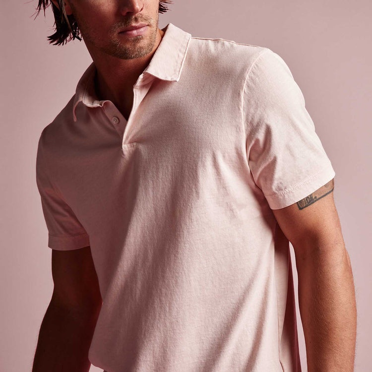 Sueded Jersey Polo in Nougat Pigment | James Perse Los Angeles